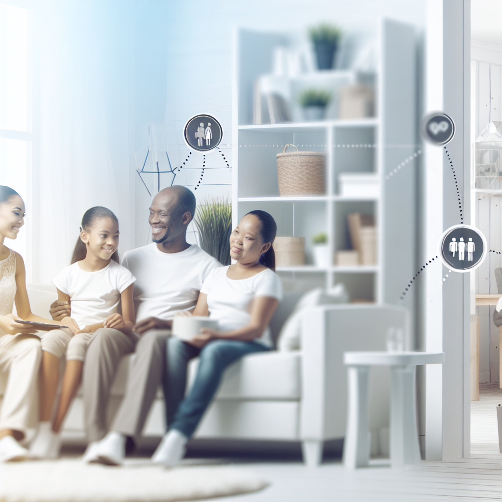 Family in organized home